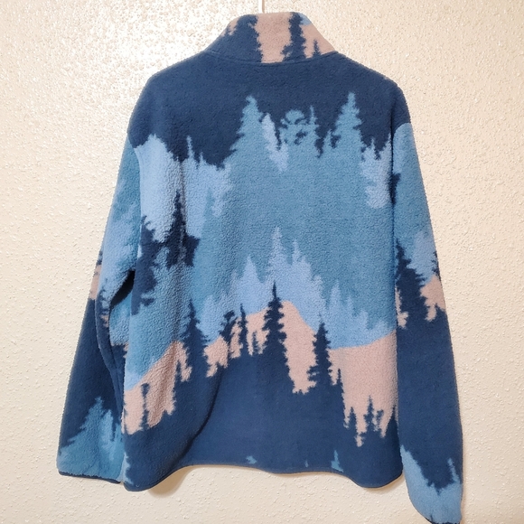 NWT Men's Old Navy Blue Trees & Mountains Sherpa Full Zip Sweater Jacket - Picture 11 of 15